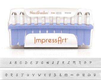 ImpressArt Heartbreaker Uppercase Letter Stamps, Metal Stamping, Full Alphabet Plus 7 Extra, Metalwork Font Stamps, 3mm Metal Stamps, UK