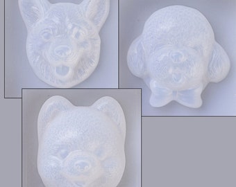 3 Large Dog Head Moulds for Resin or Polymer Clay, DIY Pet Decor, Silicone Poodle Mold, Dog Resin Casting, 3 Animal Molds, UK Shop