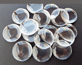25mm Glass Cabochons, 10 or 20, Clear Cabochons, Glass Dome Cabochons, Round Glass Cabs, Clear Dome Cabs, Flatback Cabochons, UK Shop