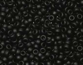 Miyuki Opaque Matte Black Seed Beads, 401F, Size 11/0, 10g Pack, Approx 1100 Beads, Top Quality Japanese Beads, UK Shop