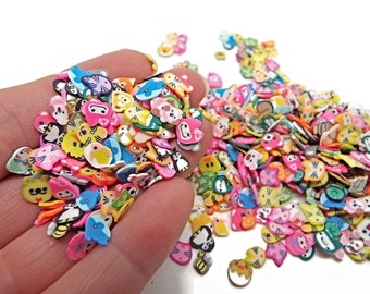 1000 Animal Face Slices Polymer Clay, 4-6mm Slices, Inclusions for Resin, Nail Art & Mixed Media, Clay Embellishments, UK Shop