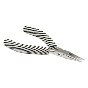 Chain Nose Pliers, Zebra Design Pliers, Polished Steel, Double Leaf Spring, Boxjoint Pliers, Slip Resistant Grip, Jewelry Plier, UK Seller image 1