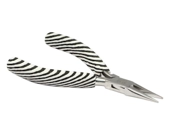 Chain Nose Pliers, Zebra Design Pliers, Polished Steel, Double Leaf Spring, Boxjoint Pliers, Slip Resistant Grip, Jewelry Plier, UK Seller