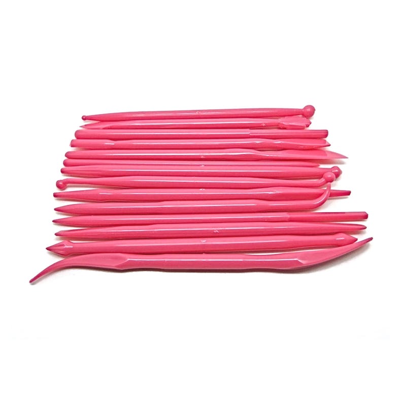 Juego de herramientas para modelar arcilla polimérica, 14 piezas, para modelar arcilla y fondant, herramientas de plástico, decoración de pasteles, color rosa. imagen 7
