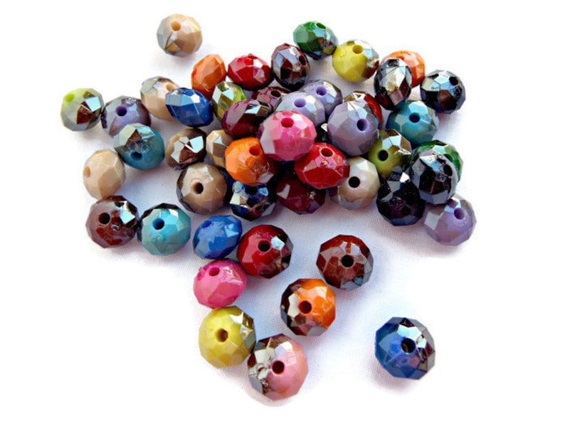 20x 10mm round acrylic beads ~ FACETED MULTI COLOUR ASSORTMENT
