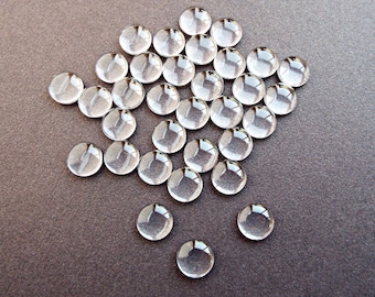 10mm Round Glass Cabochons, Pack of 30 Flatback Clear Domed Cabochons, UK Shop