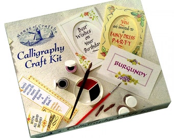 Calligraphy Craft Kit, Includes Cards, Ink, Brush, Bookmarks, Instructions & More, Christmas Gift, Birthday Gift, Craft Kit, UK Shop