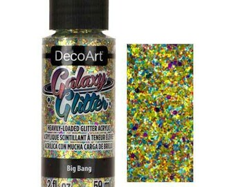 59ml Gold Glitter Acrylic Paint, Galaxy Glitter, Big Bang, DecoArt, Water Based, Premium Glitter, Gold Paint, 10 Colors, UK Shop