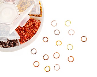 6mm Jump Rings, Orange Brown Mix, Box of 1080, 6 Colors, Jewelry Findings, Colored Jump Rings, 20 Gauge Jump Rings, Rainbow Jewelry, UK Shop