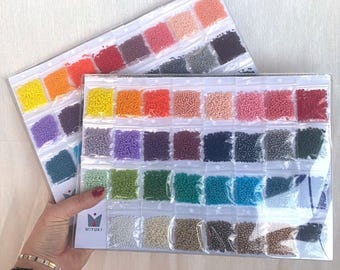 Kit de cuentas de semillas de 31 colores Miyuki Color Pack, Delica o Rocaille tamaño 11 u 8, incluye tapete para cuentas de 7 secciones, tienda del Reino Unido