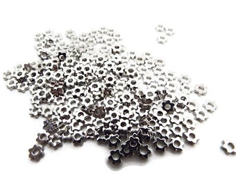 100 Silver Spacer Beads, Flower Style, Silver Tone Copper, Cog Shaped Spacers, Metal Beads, Jewelry Making, UK Jewelry Making Supply