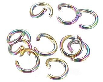 5mm Jump Rings, Stainless Steel, Rainbow Plated, Jewelry Findings, Pack of 25, 20 Gauge Jump Rings, Steel Findings, Rainbow Jewelry, UK Shop