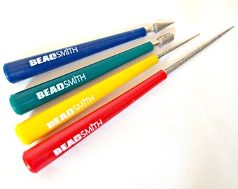 Diamond Bead Reamers, Set of 4 Reamers, Smooth Bead Holes, Diamond Tipped, Beadsmith Reamers, Jewelry Tools, Beading Tool, UK Seller