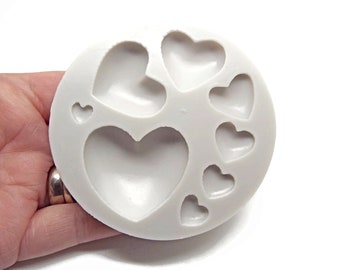 8 Domed Hearts Mold for Resin And Polymer Clay, Food Safe, 76x14mm, Jewelry Mold for Pendants and Charms, UK Shop