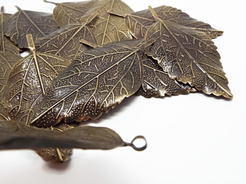 RESERVED for Philip. Please do not buy if this is not your order. 600 Large Bronze Leaf Pendants, 65mm Leaf Embellishments image 6