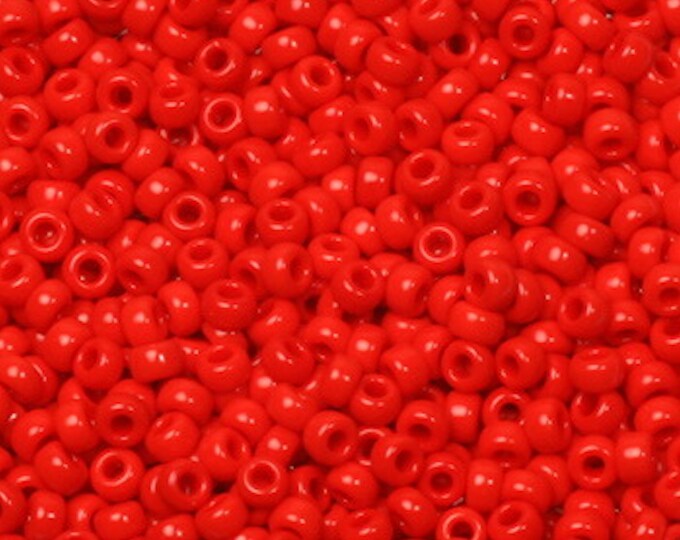 Lot De Perles De Rocaille Rouge Mat N°14 - Environ 20 Grammes, Occasion