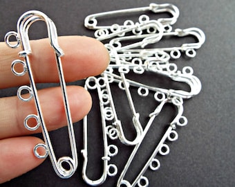 15 Kilt Pin Brooches, Antique Silver Tone, Looped Kilt Pin, 2 Inch Kilt Brooch, 5 Loops, Mini Kilt Pins, Jewelry Supplies, UK Shop