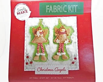 Christmas Angels Fabric Craft Kit, DIY Tree Decorations, Boxed Craft Starter Kit, Full Instructions, Christmas Gift Kit, UK Shop