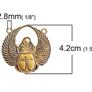 3 Antique Gold Scarab Pendants with Two Holes, 42x41mm Large Alloy Beetle Keyring or Bag Charm, UK Shop image 8