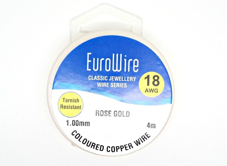 Alambre artesanal color oro rosa, 1 mm, calibre 18, 4 metros de longitud, alambre de cobre coloreado resistente al deslustre para joyería, envoltura de alambre y manualidades. imagen 3