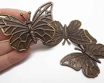 60mm Bronze Butterfly Embellishments, Flexible Steampunk Butterfly, Recessed Areas for Decorating, Lightweight Jewelry Wrap, UK Shop