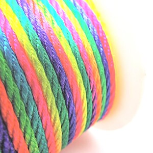 Rainbow Jewellery Cord, 2mm Twisted Ombre Nylon in a 5 Metre Length for Necklace and Bracelet Making image 5