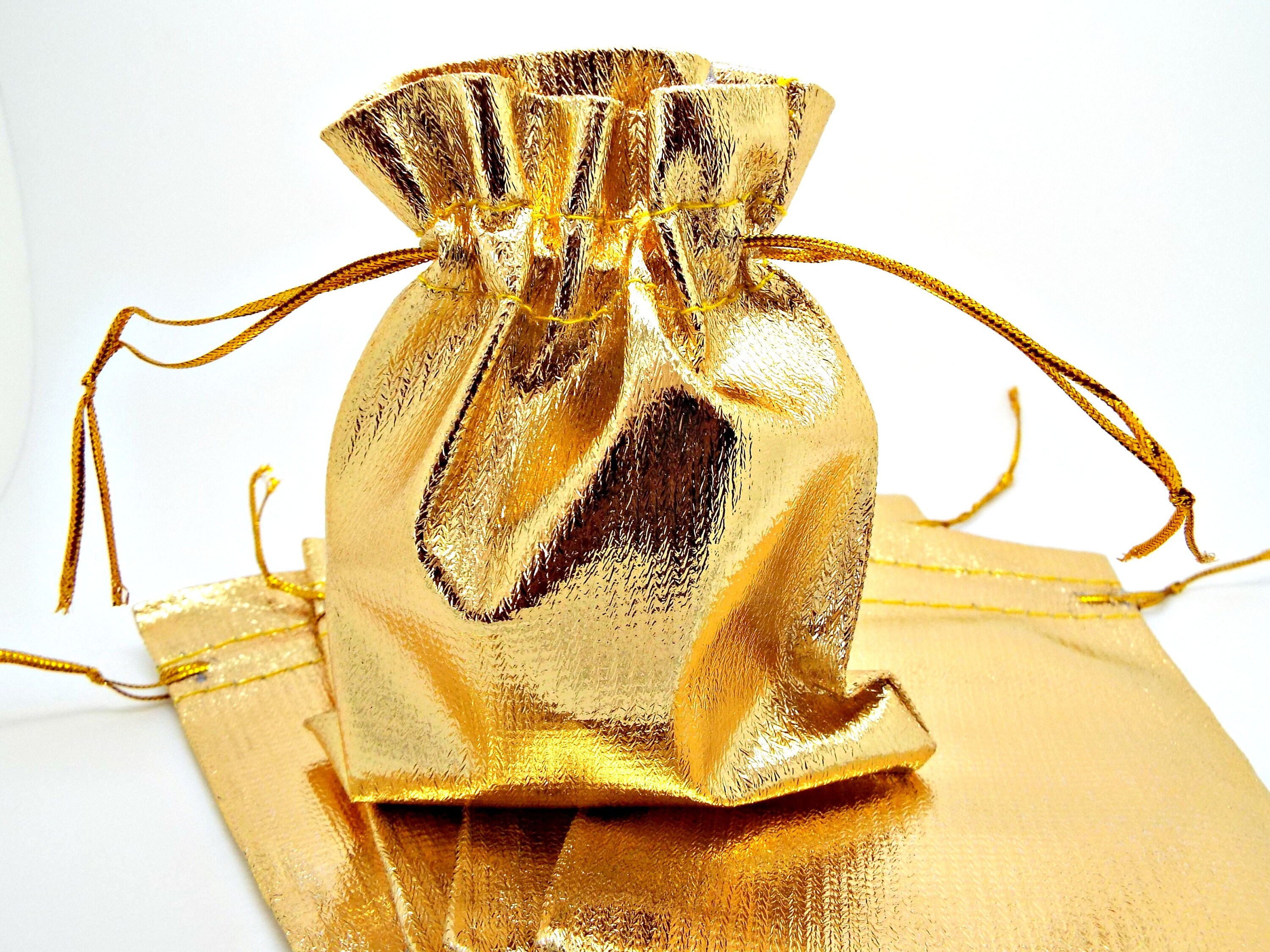 5 Gift Bags Gold or Silver 12cm Fabric Bags Gift Pouch Etsy