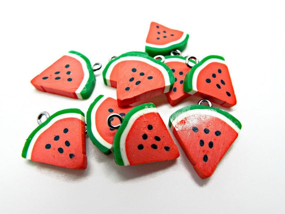 4 Watermelon charms silver plated FD327