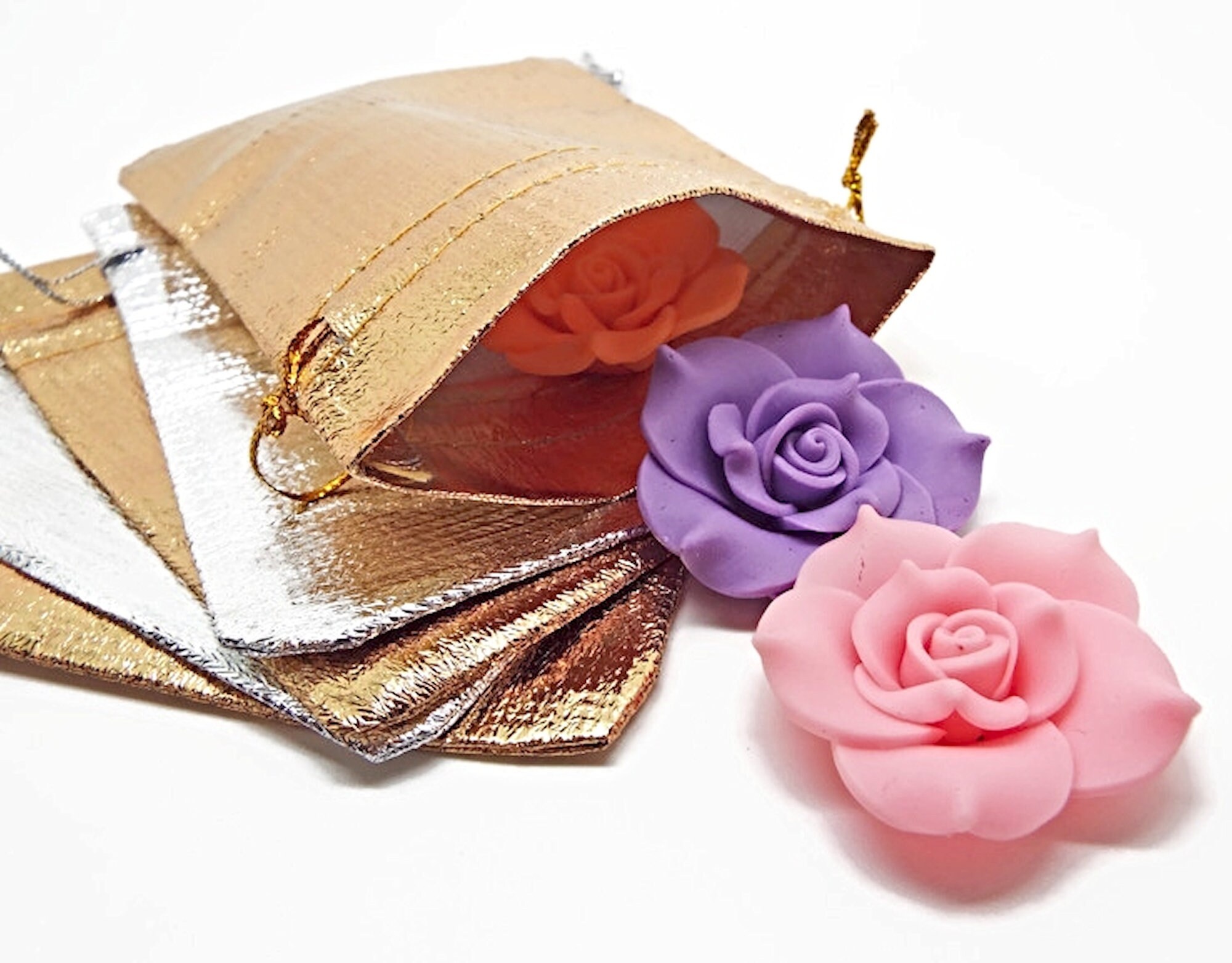 5 Gift Bags in Gold or Silver 12cm Fabric Bags Gift Pouch Etsy UK