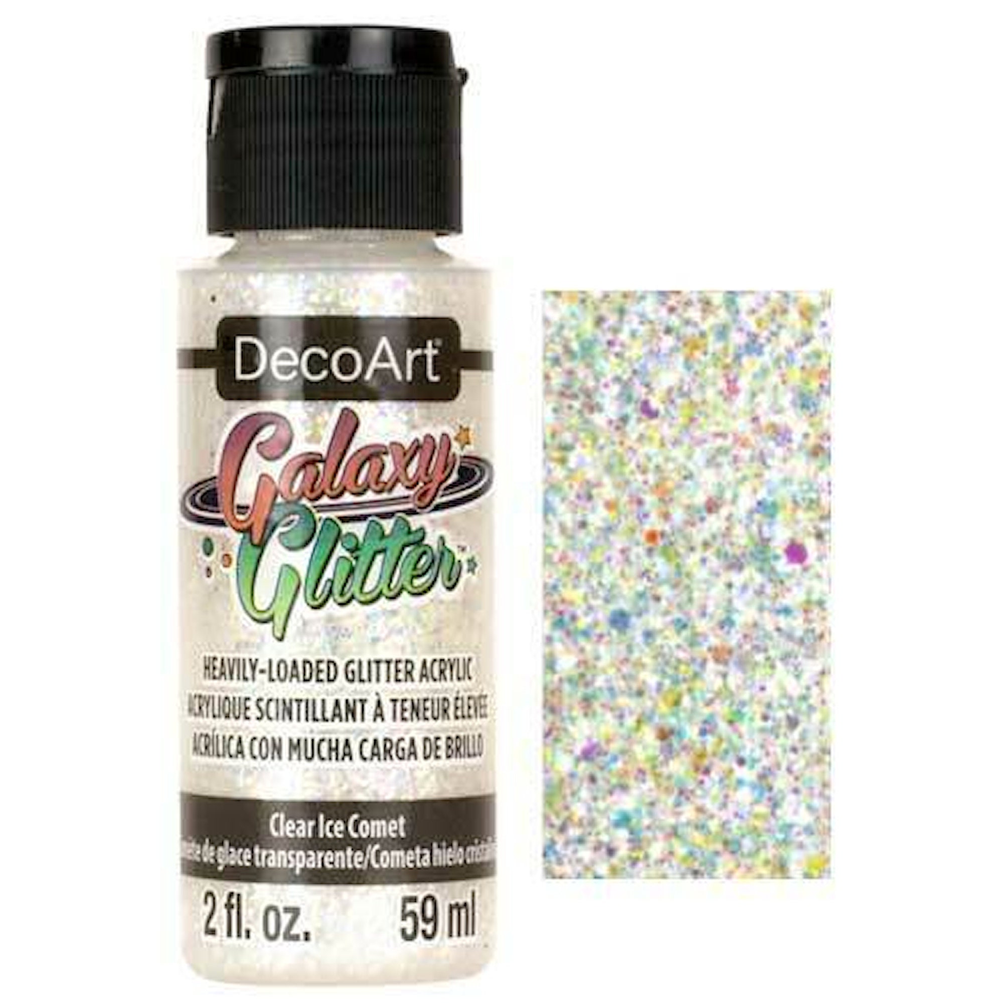 59ml Galaxy Glitter Acrylic, Clear Ice Comet, Decoart, Paint on Acrylic,  Water Based, Premium Glitter, 10 Colors Available, UK Shop 