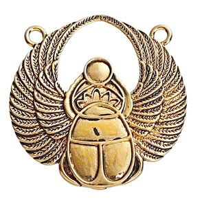 3 Antique Gold Scarab Pendants with Two Holes, 42x41mm Large Alloy Beetle Keyring or Bag Charm, UK Shop image 5