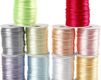 5M of 2mm Round Satin Cord in a Choice of 10 Pastel Colors, Jewelry Making Cord, 2mm Rattail Beading Cord, UK Shop