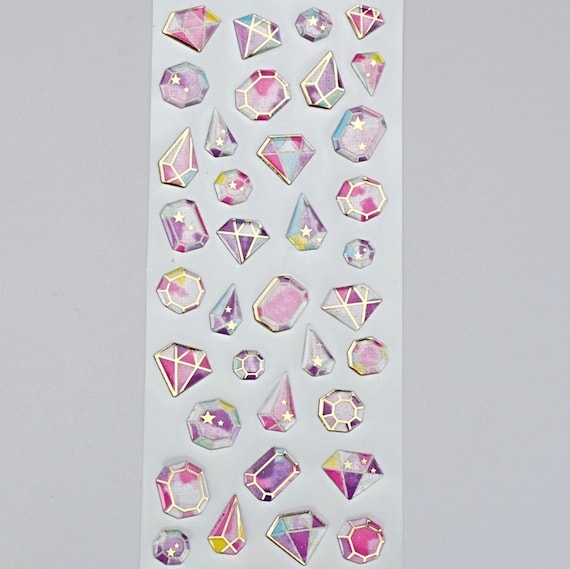 Puffy Pink Diamond Stickers for Scrapbooking, Resin and Mixed Media Art,  Gemstone Decoration, 3D Embellishment Sticker Sheet, UK Shop 