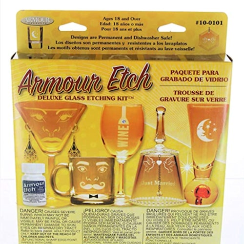 Glass Etching Kit Deluxe Acid Etching Cream Stencils Brush Etsy