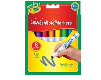 8 Washable Markers for Children 12+ Months, Pens For Small Hands, Crayola Markers, Toddler Crafts, High Quality, Childrens Coloring, UK Shop