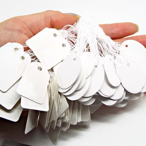 Set of 200, White Price Tags, Price Tags, Hanging Tags, Jewelry Tags,  Clothing Tag, Paper Tags, Jewelry Making, Craft Supplies, 26J 