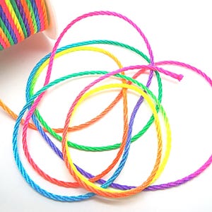 Rainbow Jewellery Cord, 2mm Twisted Ombre Nylon in a 5 Metre Length for Necklace and Bracelet Making image 2