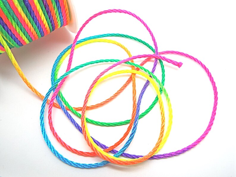 Rainbow Jewellery Cord, 2mm Twisted Ombre Nylon in a 5 Metre Length for Necklace and Bracelet Making image 2