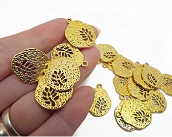 20 Antique Gold Tree Charms, 22x18x1mm, Irregular Shape, Jewelry Pendant, Alloy Charms with Tree Cut Out, Unusual Charm, UK Shop