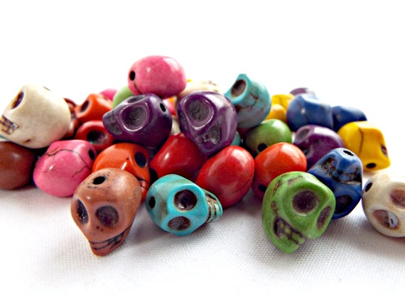 Blue Howlite (Magnesite) Skull Beads, Dyed, 8*10mm, 10*12mm, 12