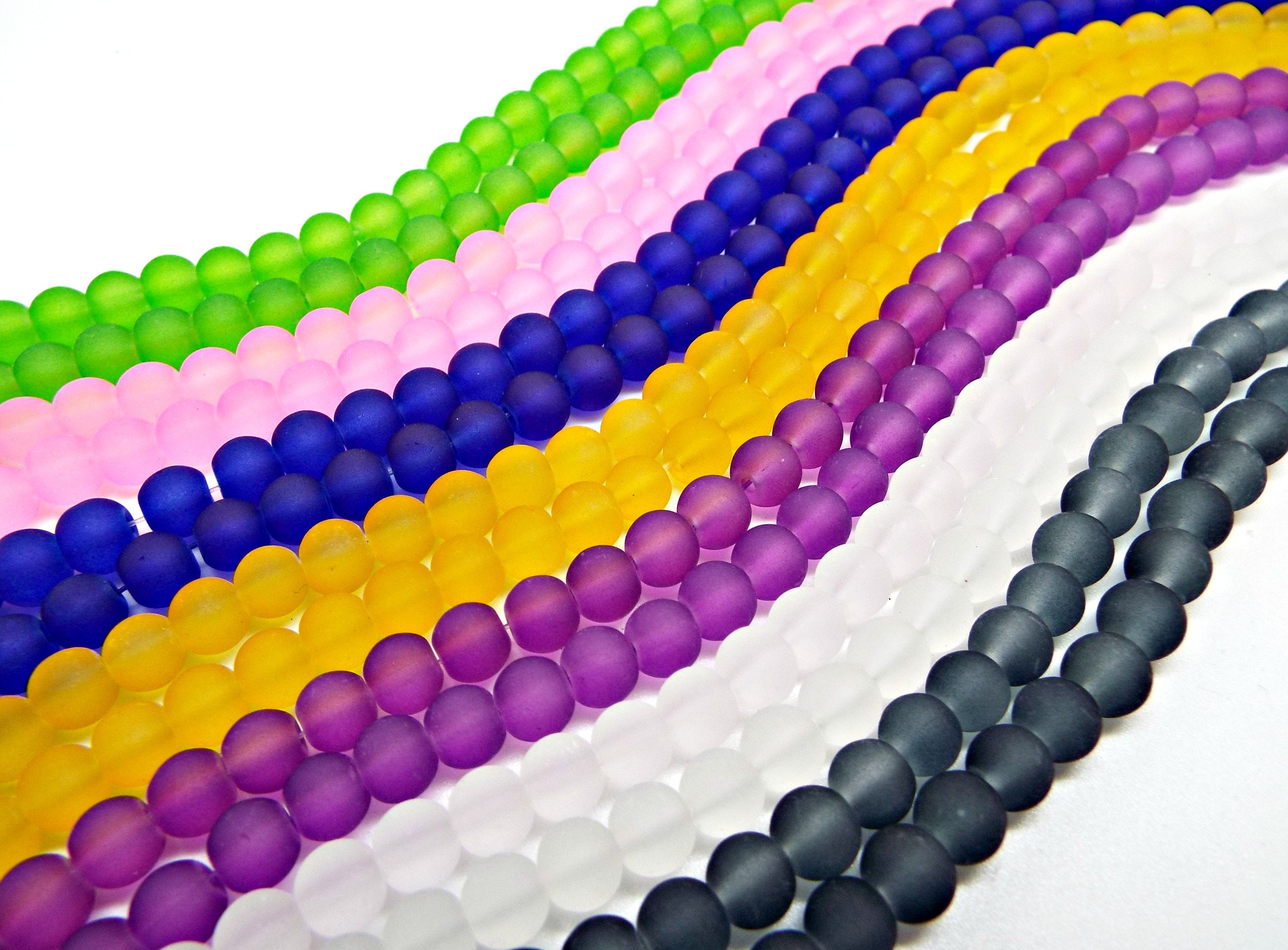 135 Frosted Glass Beads 6mm Round Beads in 7 Colors 135 - Etsy UK