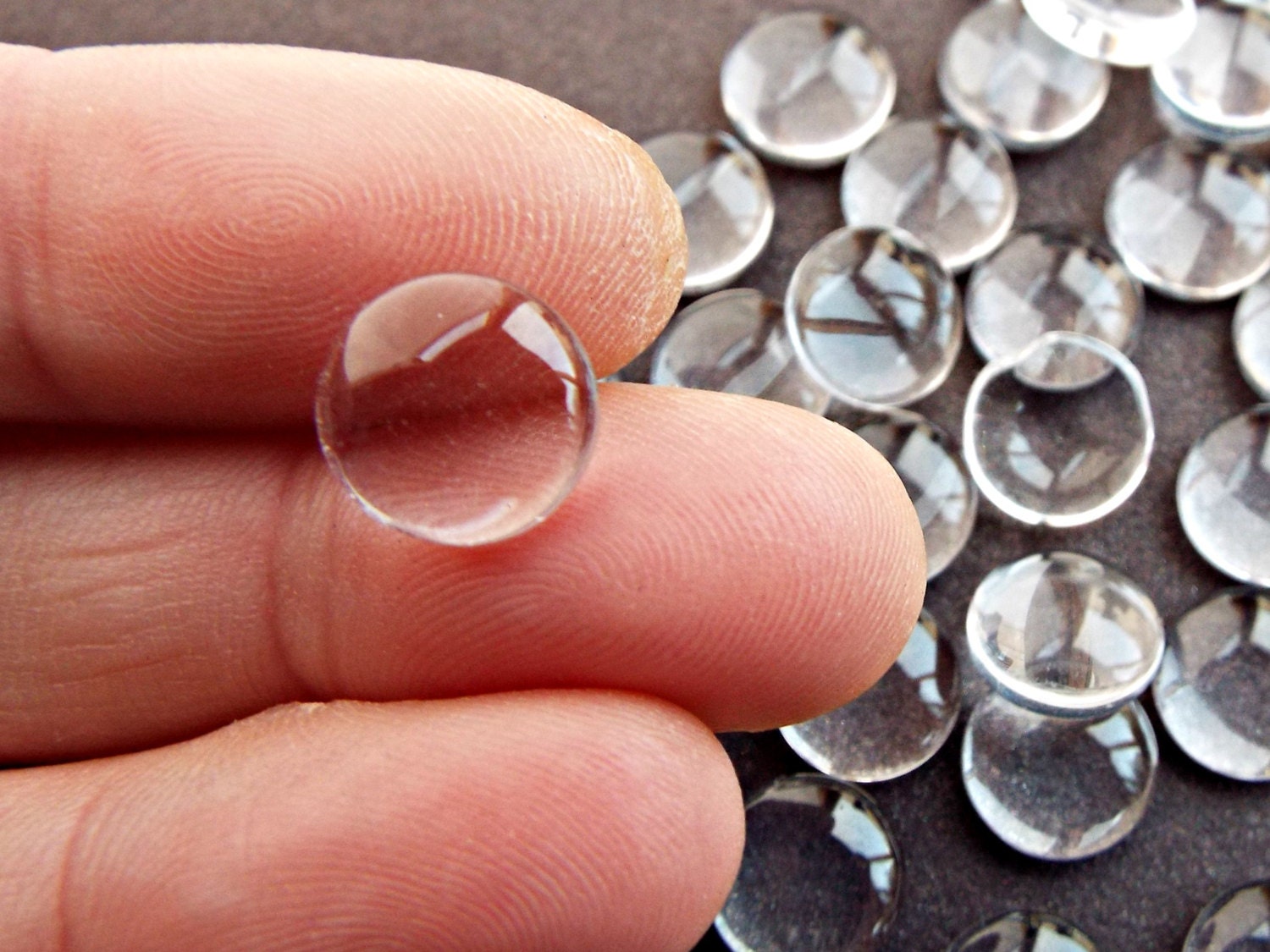 12mm Glass Cabochons, 25 or 50, Clear Cabochons, Glass Dome, Flat