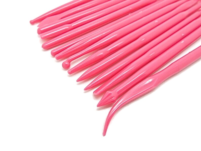 Juego de herramientas para modelar arcilla polimérica, 14 piezas, para modelar arcilla y fondant, herramientas de plástico, decoración de pasteles, color rosa. imagen 5