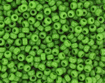 Miyuki Seed Beads Opaque Green 411, Size 11/0 10 Gram Pack, Approx 1100 Beads, Top Quality, Japanese Seed Beads, Green Glass Beads, UK Shop