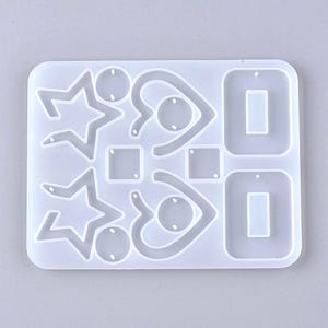 12pc Earring Pendant Mould, 15x16cm Shallow Silicone for Epoxy and UV Resin Casting, Clay and Jesmonite Jewellery, DIY Earrings