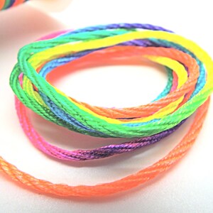 Rainbow Jewellery Cord, 2mm Twisted Ombre Nylon in a 5 Metre Length for Necklace and Bracelet Making image 6
