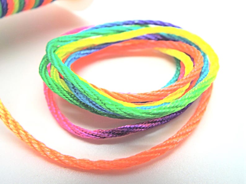 Rainbow Jewellery Cord, 2mm Twisted Ombre Nylon in a 5 Metre Length for Necklace and Bracelet Making image 6