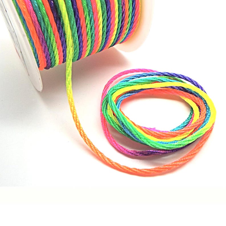 Rainbow Jewellery Cord, 2mm Twisted Ombre Nylon in a 5 Metre Length for Necklace and Bracelet Making image 1
