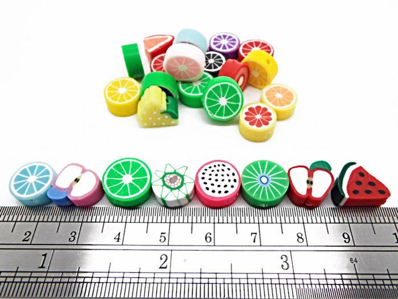 20/50 Polymer Clay Fruit Beads Mixed Designs Fruit for Etsy