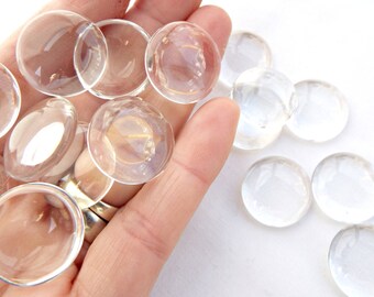 20mm Glass Cabochons, 10 or 20, Clear Cabochons, Glass Dome Cabochons, Round Glass Cabs, Clear Dome Cabs, Flatback Cabochons, UK Seller